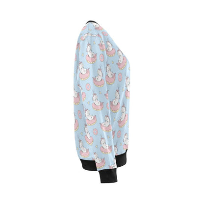 Donut Unicorn Pattern Print Design DN014 Women Long Sleeve Sweatshirt-JorJune