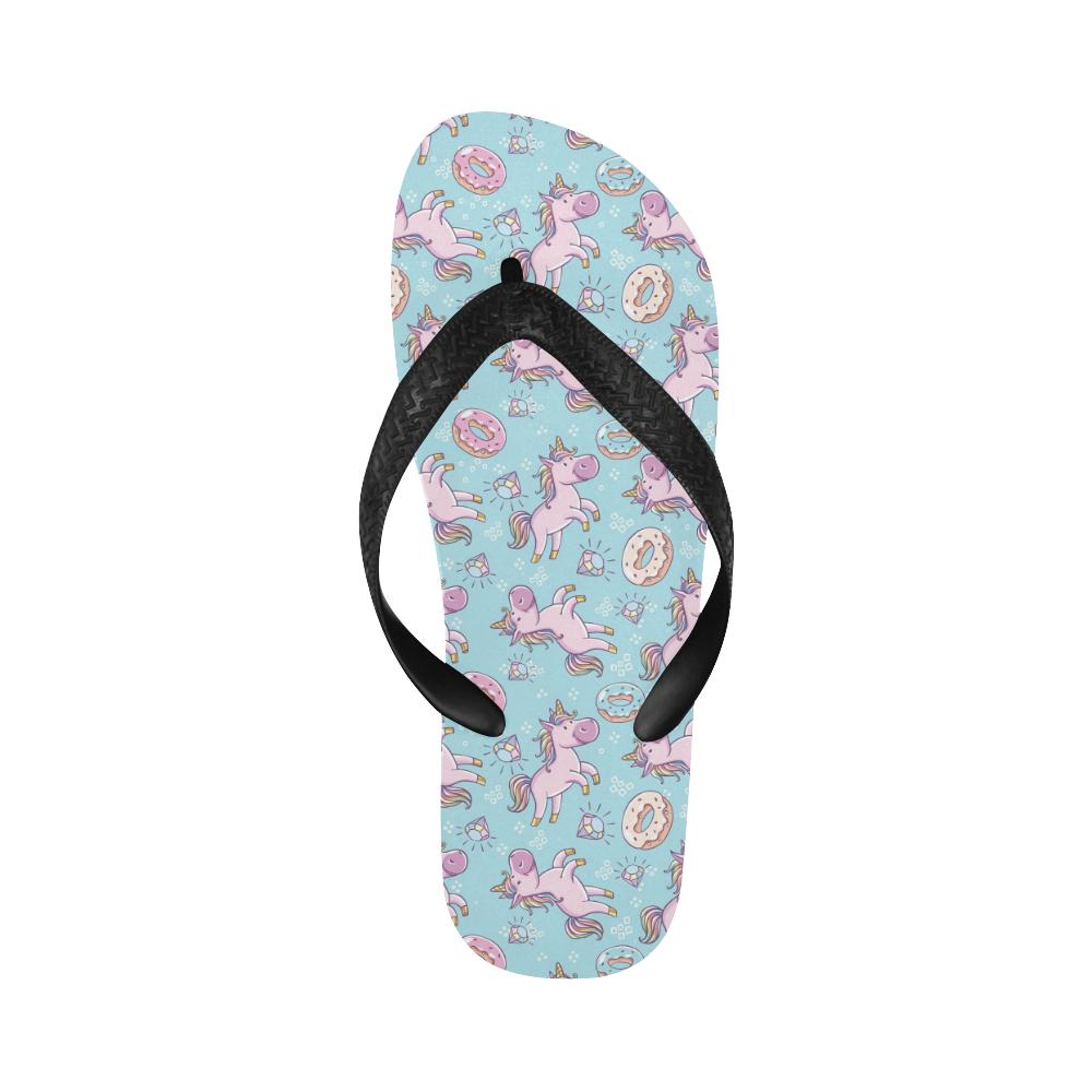 Donut Unicorn Pattern Print Design DN016 Flip Flops-JorJune