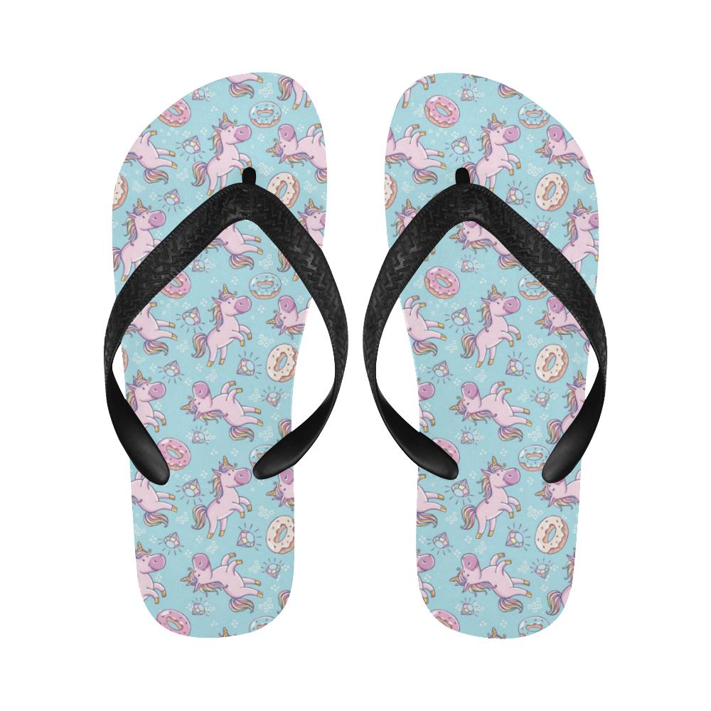 Donut Unicorn Pattern Print Design DN016 Flip Flops-JorJune