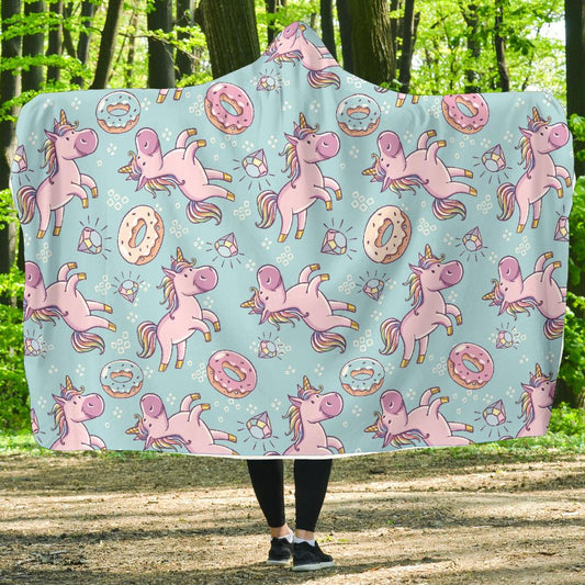 Donut Unicorn Pattern Print Design DN016 Hooded Blanket-JORJUNE.COM