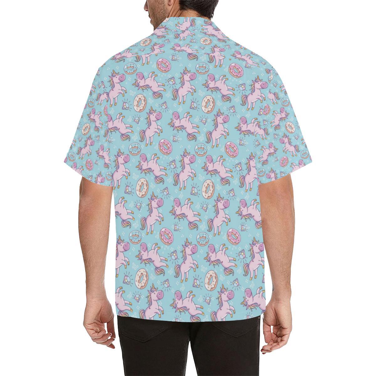 Donut Unicorn Pattern Print Design DN016 Men Hawaiian Shirt-JorJune