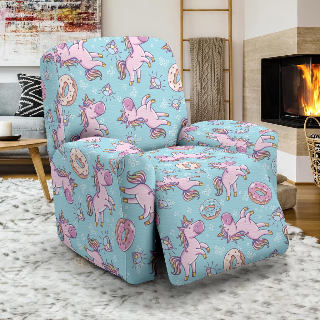 Donut Unicorn Pattern Print Design DN016 Recliner Slipcover-JORJUNE.COM
