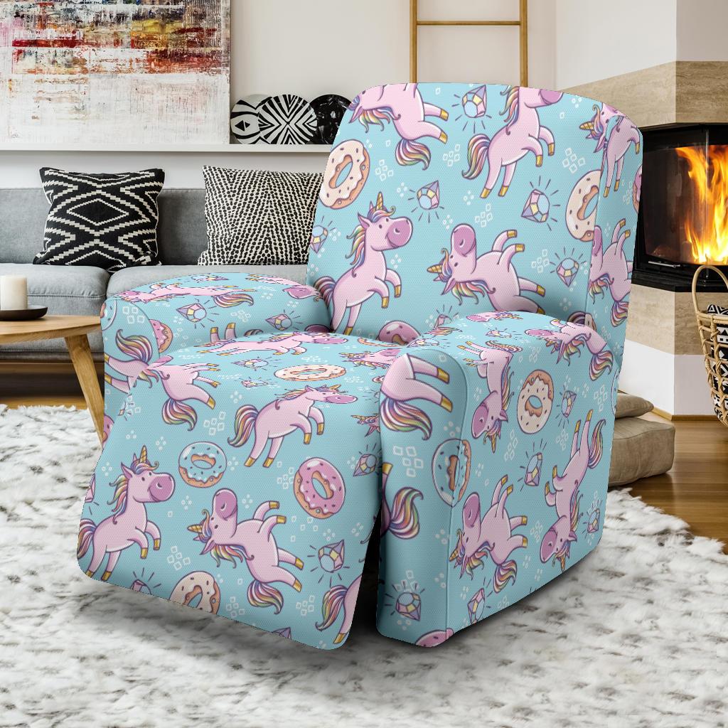 Donut Unicorn Pattern Print Design DN016 Recliner Slipcover-JORJUNE.COM