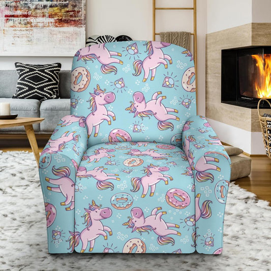 Donut Unicorn Pattern Print Design DN016 Recliner Slipcover-JORJUNE.COM