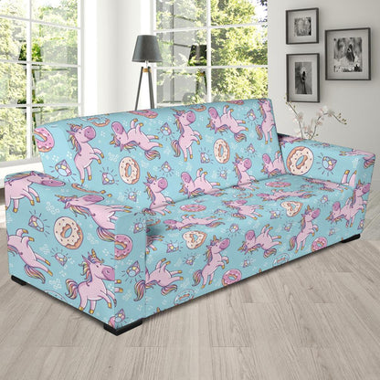Donut Unicorn Pattern Print Design DN016 Sofa Slipcover-JORJUNE.COM