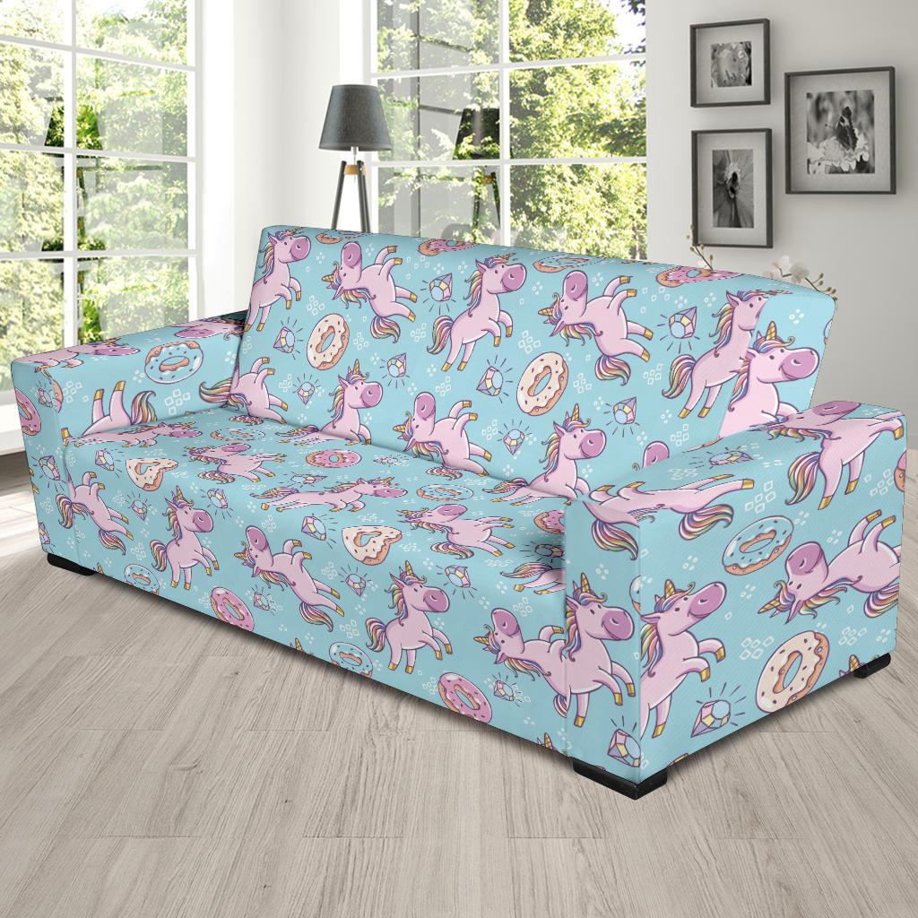 Donut Unicorn Pattern Print Design DN016 Sofa Slipcover-JORJUNE.COM