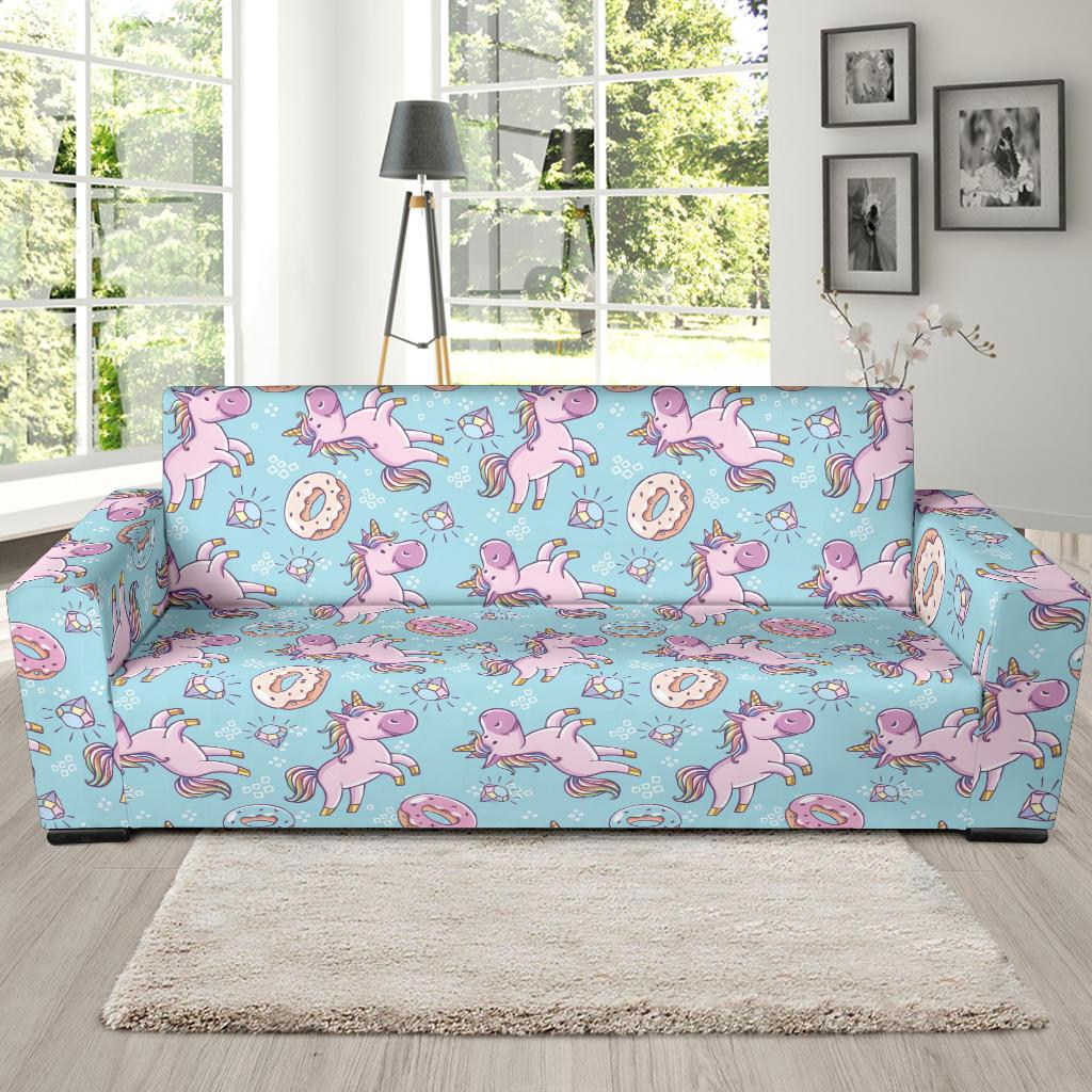 Donut Unicorn Pattern Print Design DN016 Sofa Slipcover-JORJUNE.COM