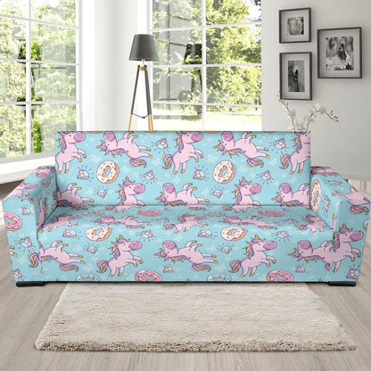 Donut Unicorn Pattern Print Design DN016 Sofa Slipcover-JORJUNE.COM
