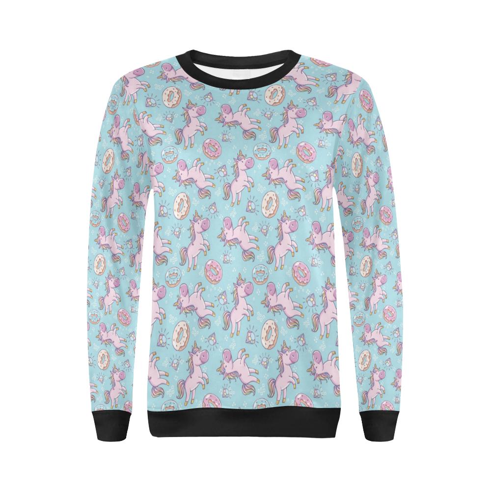 Donut Unicorn Pattern Print Design DN016 Women Long Sleeve Sweatshirt-JorJune