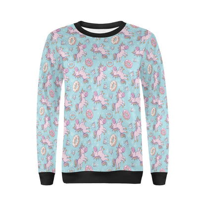 Donut Unicorn Pattern Print Design DN016 Women Long Sleeve Sweatshirt-JorJune