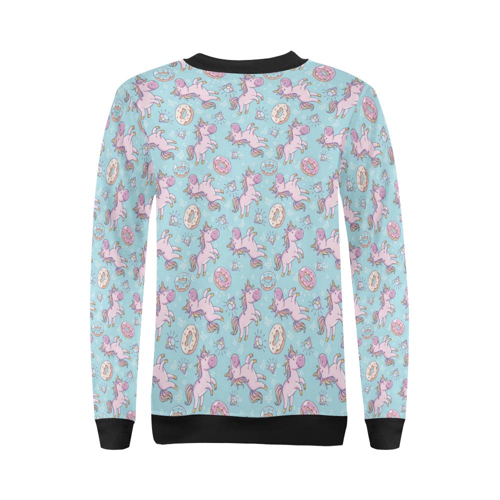 Donut Unicorn Pattern Print Design DN016 Women Long Sleeve Sweatshirt-JorJune