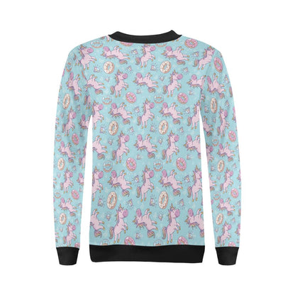 Donut Unicorn Pattern Print Design DN016 Women Long Sleeve Sweatshirt-JorJune