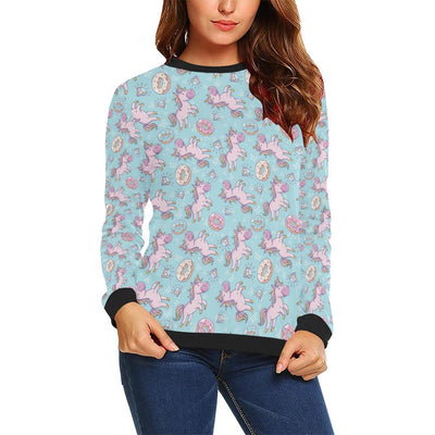 Donut Unicorn Pattern Print Design DN016 Women Long Sleeve Sweatshirt-JorJune