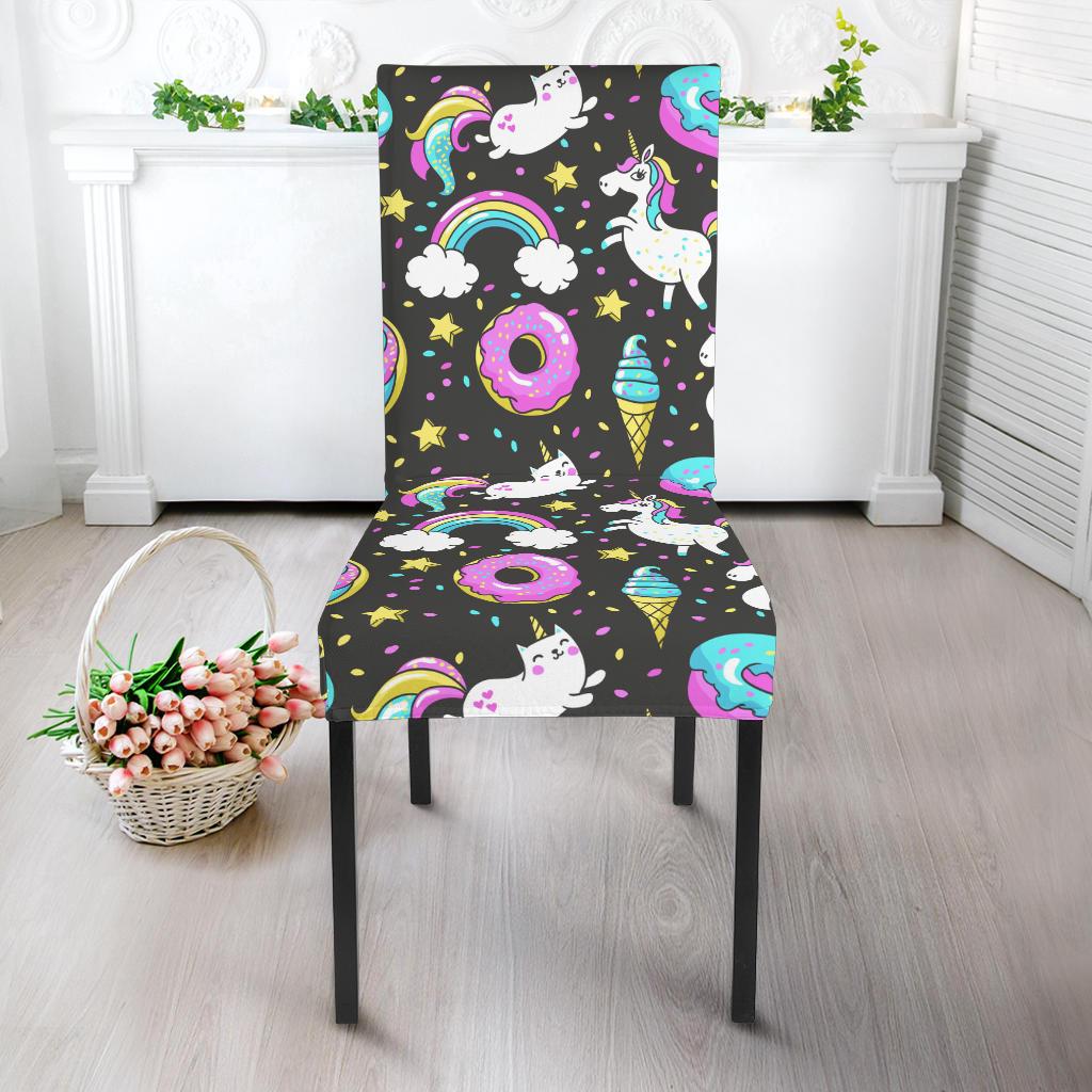 Donut Unicorn Pattern Print Design DN09 Dining Chair Slipcover-JORJUNE.COM