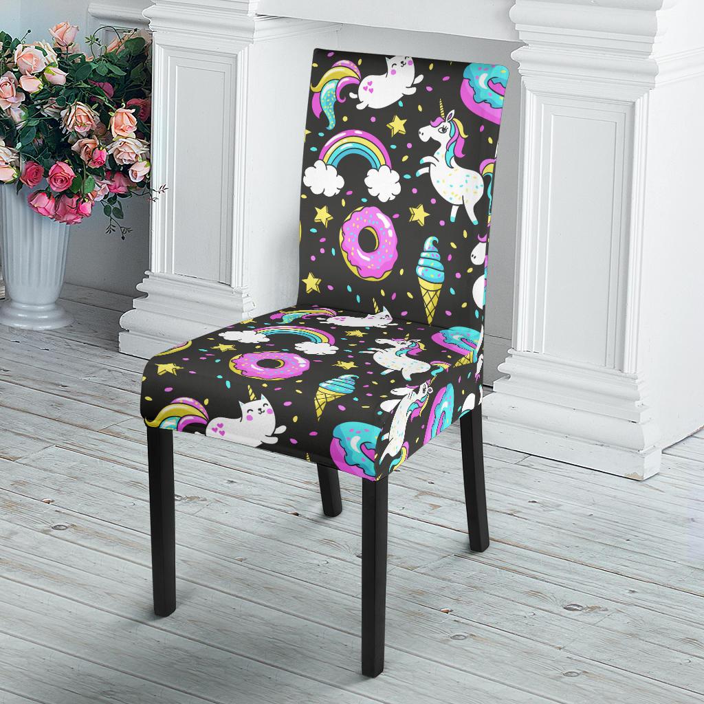 Donut Unicorn Pattern Print Design DN09 Dining Chair Slipcover-JORJUNE.COM