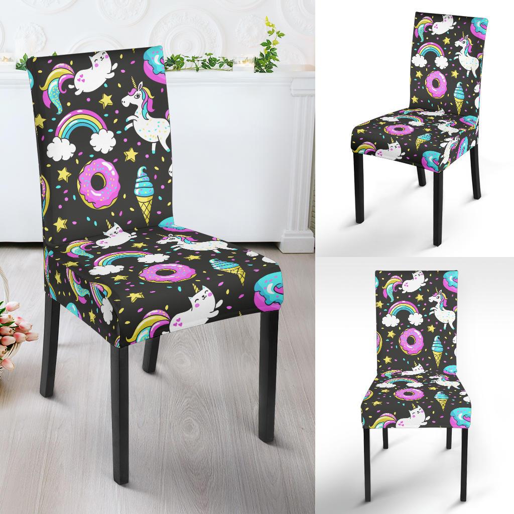Donut Unicorn Pattern Print Design DN09 Dining Chair Slipcover-JORJUNE.COM