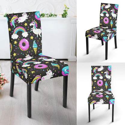 Donut Unicorn Pattern Print Design DN09 Dining Chair Slipcover-JORJUNE.COM
