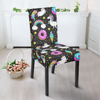 Donut Unicorn Pattern Print Design DN09 Dining Chair Slipcover-JORJUNE.COM