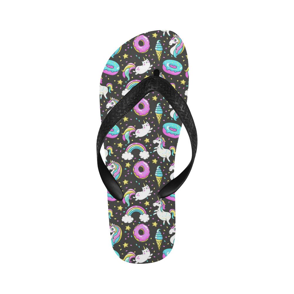 Donut Unicorn Pattern Print Design DN09 Flip Flops-JorJune