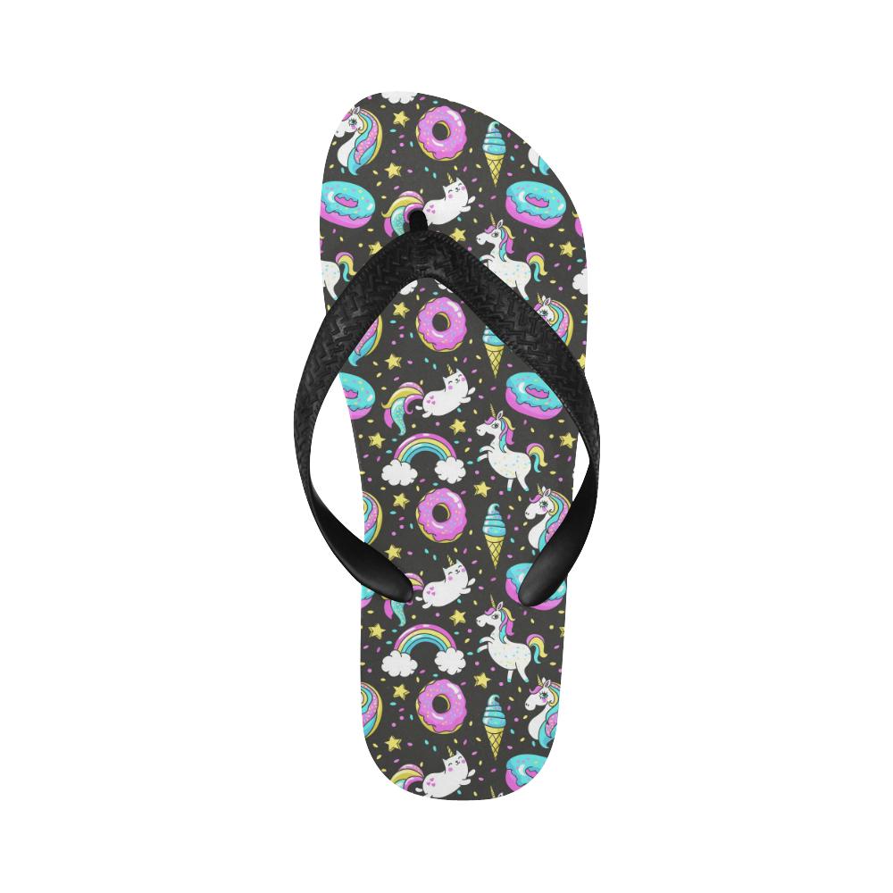 Donut Unicorn Pattern Print Design DN09 Flip Flops-JorJune