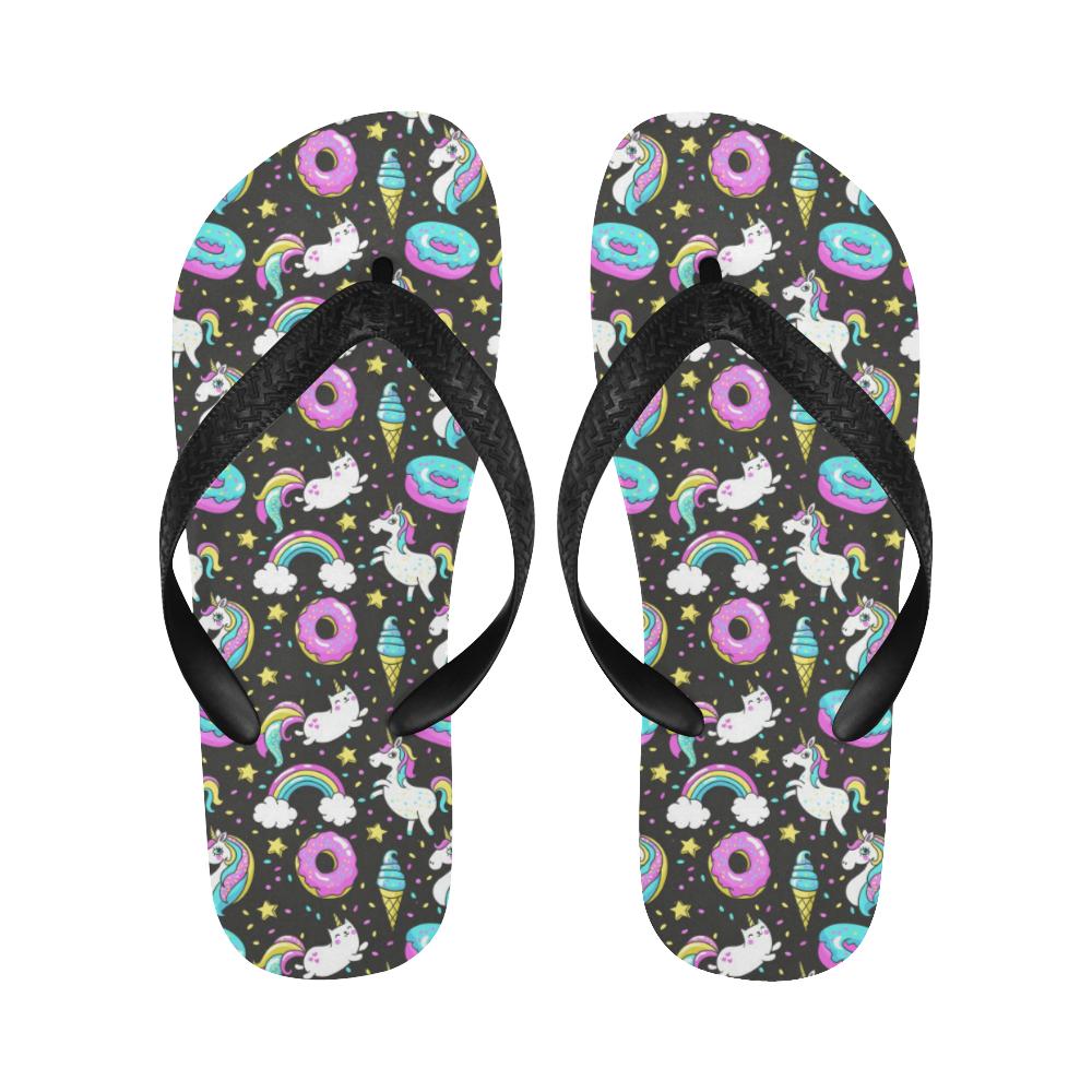Donut Unicorn Pattern Print Design DN09 Flip Flops-JorJune