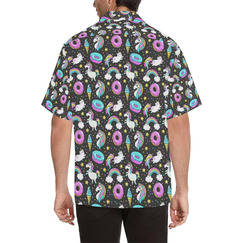 Donut Unicorn Pattern Print Design DN09 Men Hawaiian Shirt-JorJune
