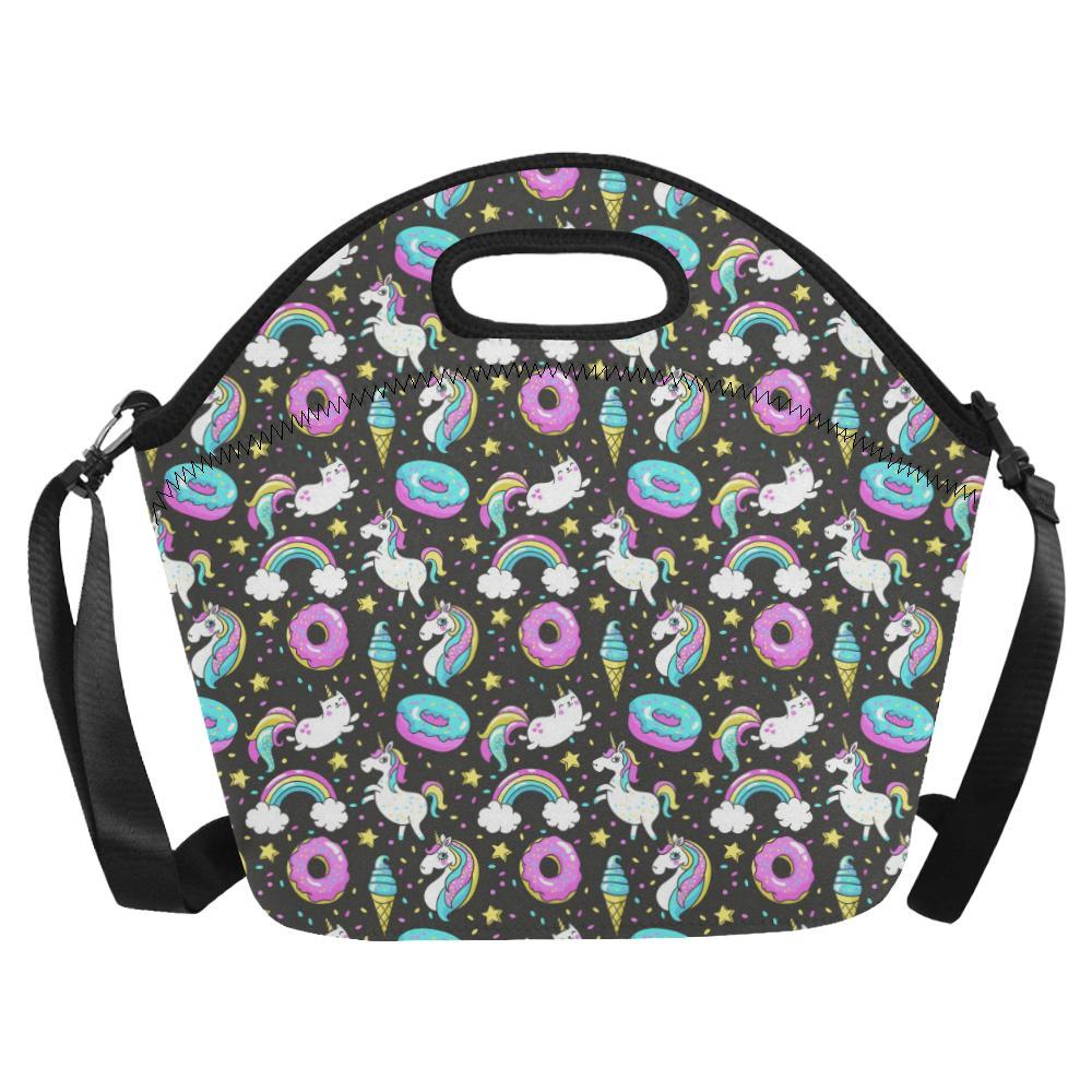 Donut Unicorn Pattern Print Design DN09 Neoprene Lunch Bag-JorJune