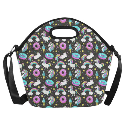Donut Unicorn Pattern Print Design DN09 Neoprene Lunch Bag-JorJune
