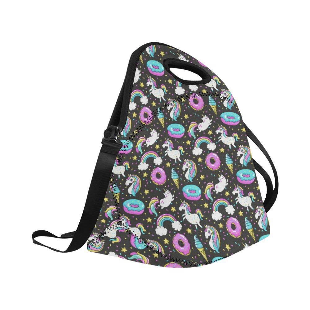 Donut Unicorn Pattern Print Design DN09 Neoprene Lunch Bag-JorJune
