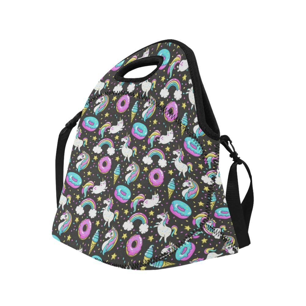 Donut Unicorn Pattern Print Design DN09 Neoprene Lunch Bag-JorJune