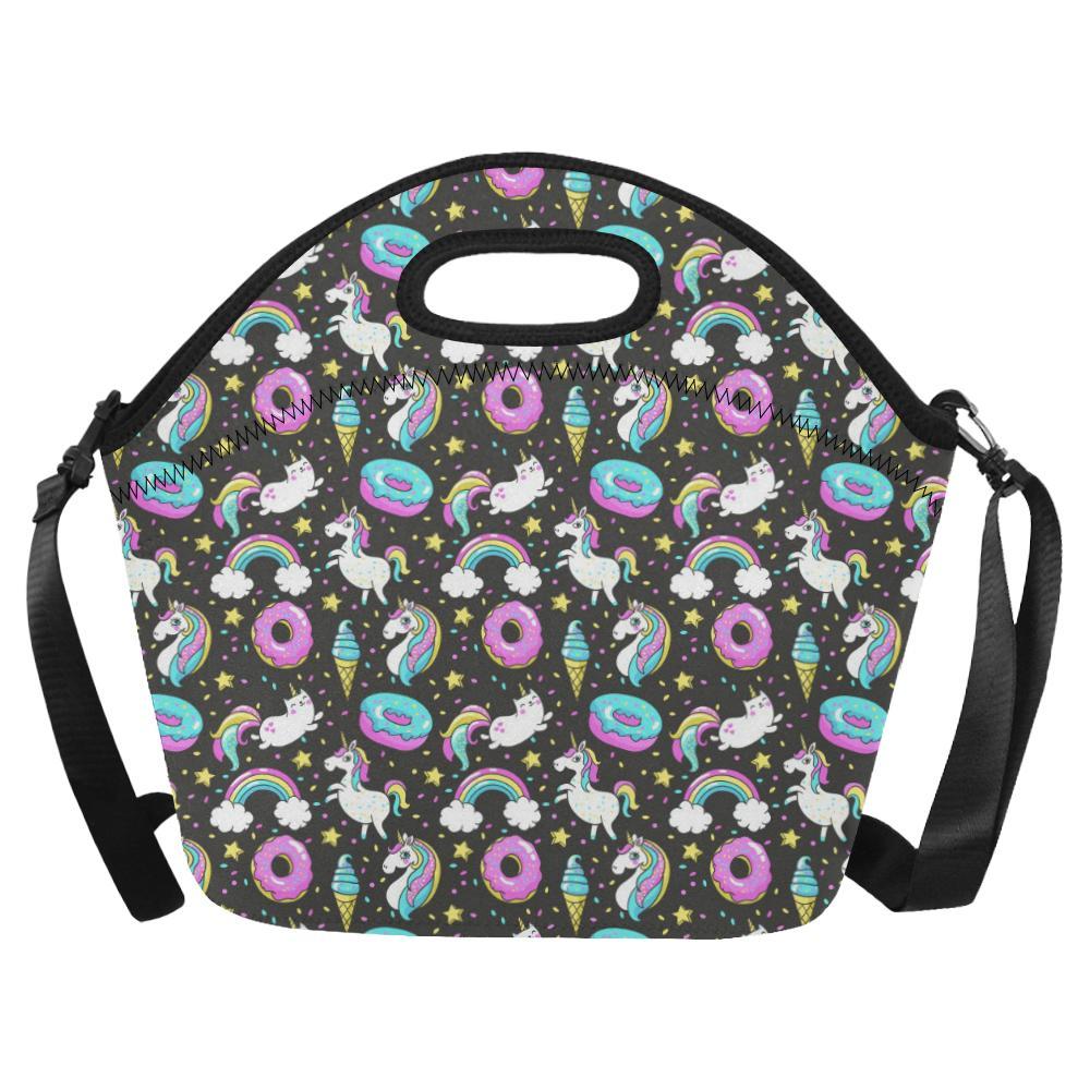 Donut Unicorn Pattern Print Design DN09 Neoprene Lunch Bag-JorJune