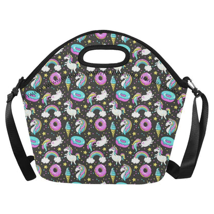 Donut Unicorn Pattern Print Design DN09 Neoprene Lunch Bag-JorJune