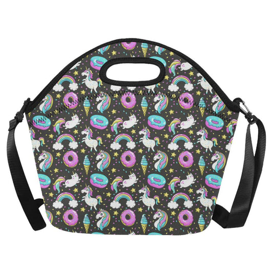 Donut Unicorn Pattern Print Design DN09 Neoprene Lunch Bag-JorJune