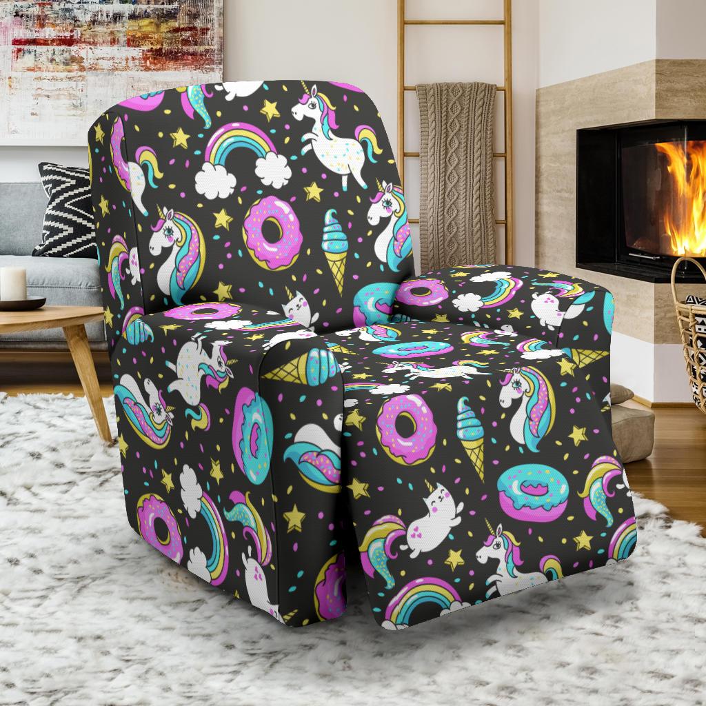 Donut Unicorn Pattern Print Design DN09 Recliner Slipcover-JORJUNE.COM