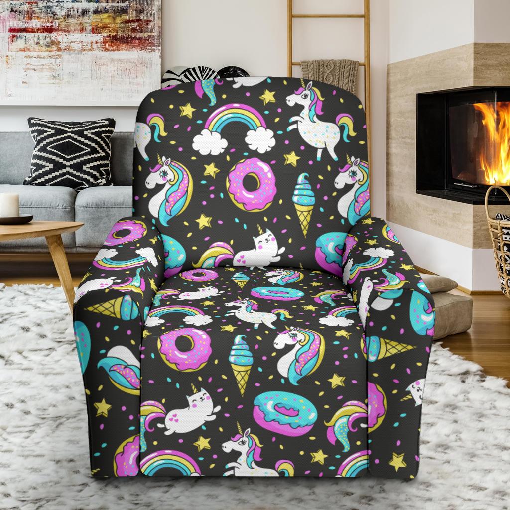 Donut Unicorn Pattern Print Design DN09 Recliner Slipcover-JORJUNE.COM