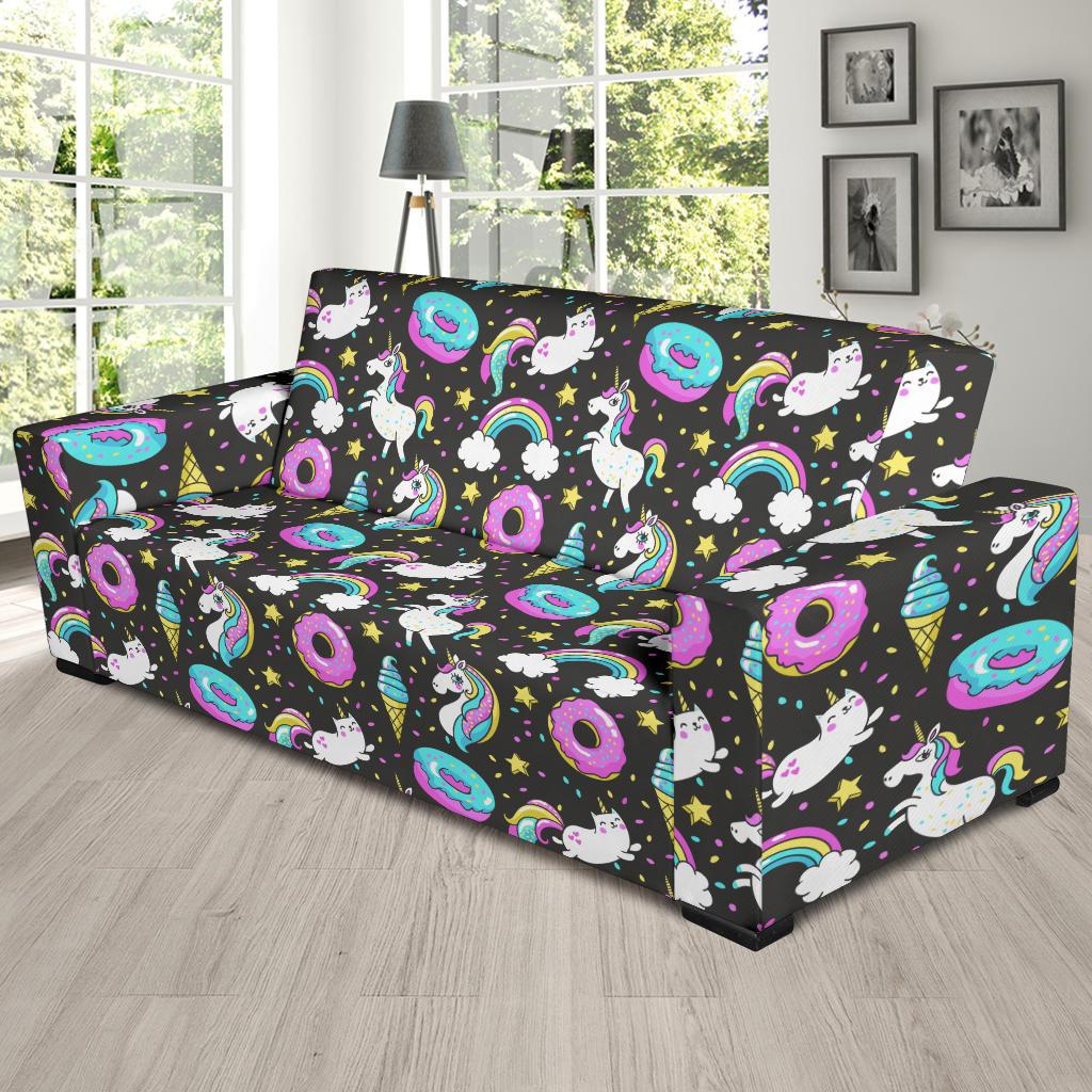 Donut Unicorn Pattern Print Design DN09 Sofa Slipcover-JORJUNE.COM