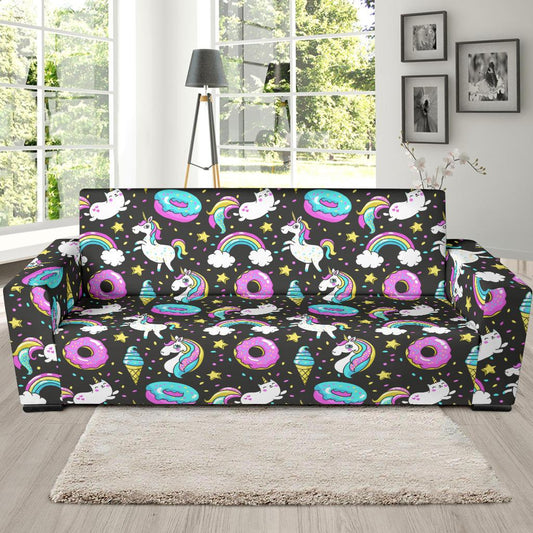 Donut Unicorn Pattern Print Design DN09 Sofa Slipcover-JORJUNE.COM