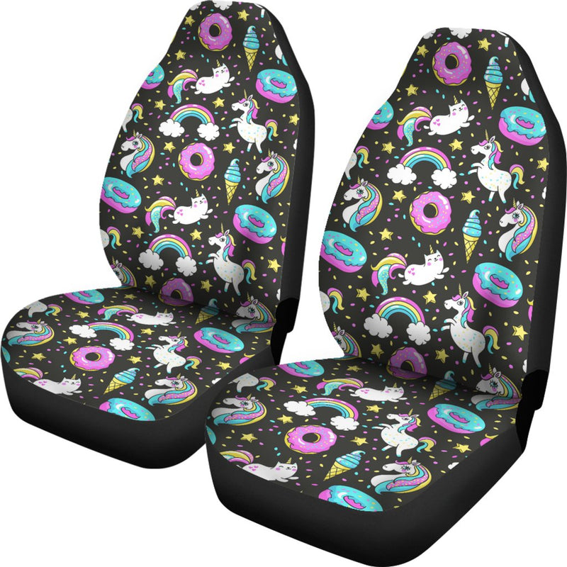 Donut Unicorn Pattern Print Design DN09 Universal Fit Car Seat Covers