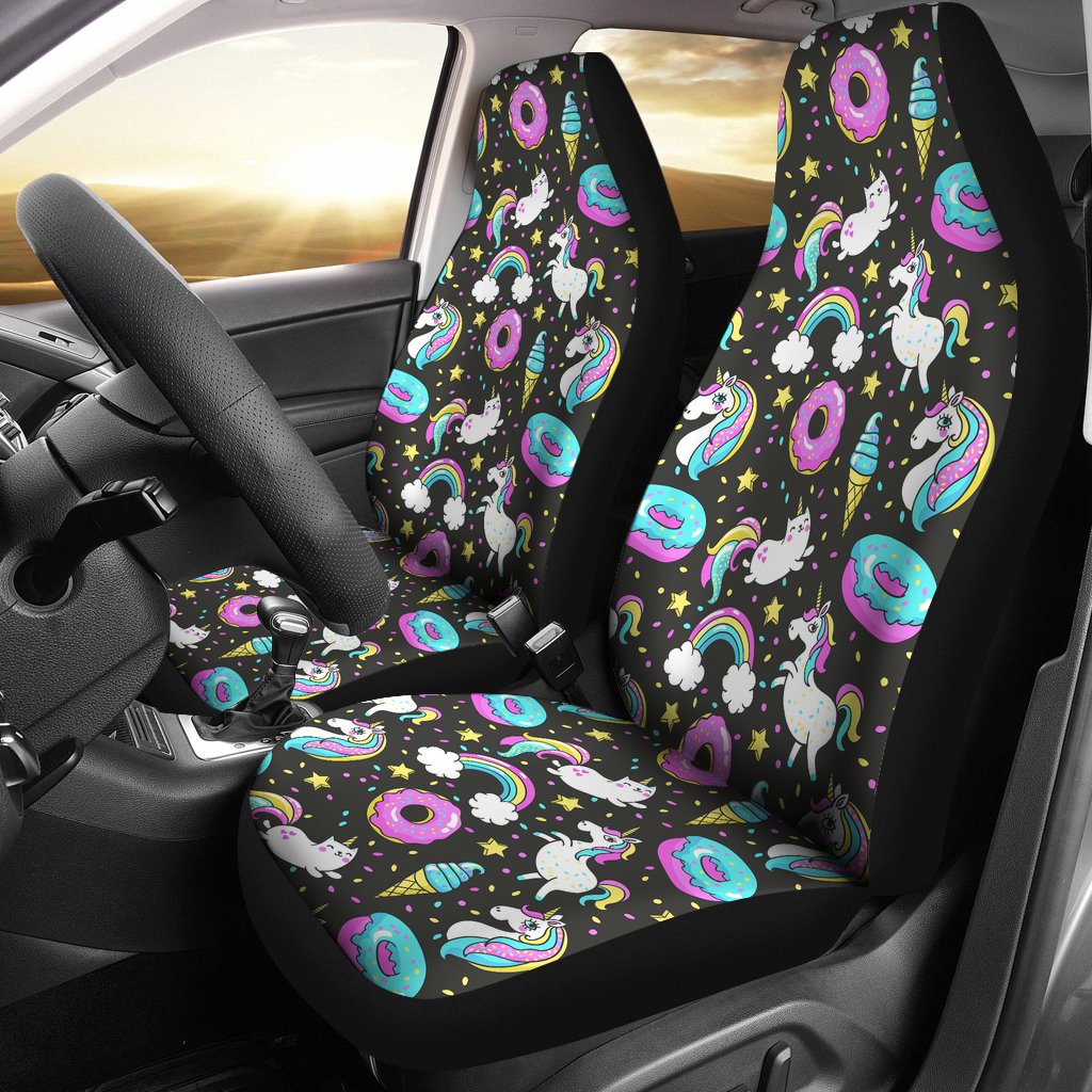 Donut Unicorn Pattern Print Design DN09 Universal Fit Car Seat Covers