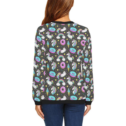 Donut Unicorn Pattern Print Design DN09 Women Long Sleeve Sweatshirt-JorJune