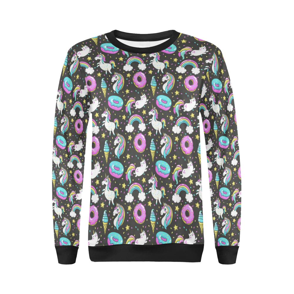 Donut Unicorn Pattern Print Design DN09 Women Long Sleeve Sweatshirt-JorJune