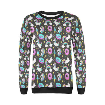Donut Unicorn Pattern Print Design DN09 Women Long Sleeve Sweatshirt-JorJune