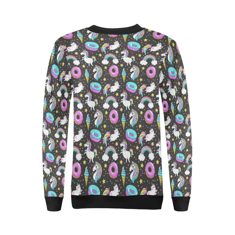 Donut Unicorn Pattern Print Design DN09 Women Long Sleeve Sweatshirt-JorJune