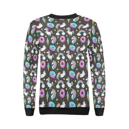 Donut Unicorn Pattern Print Design DN09 Women Long Sleeve Sweatshirt-JorJune