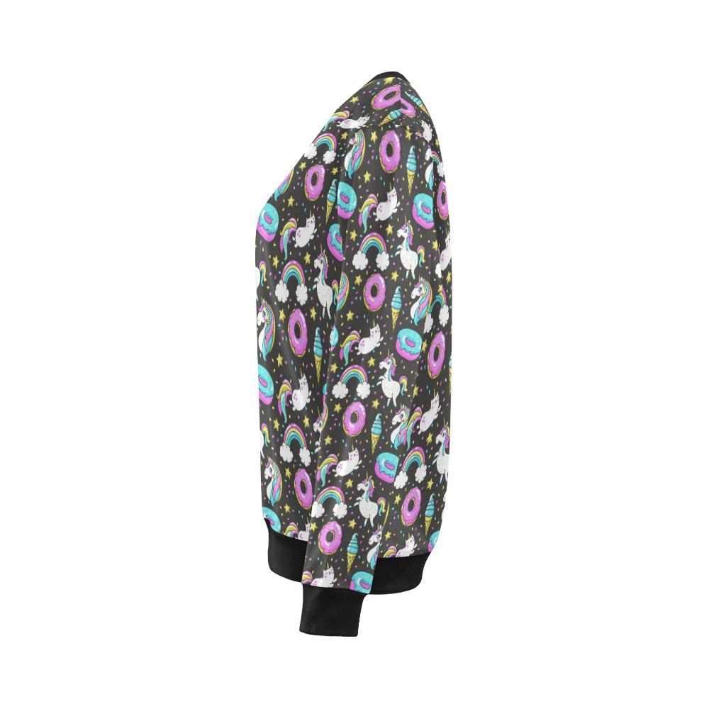 Donut Unicorn Pattern Print Design DN09 Women Long Sleeve Sweatshirt-JorJune