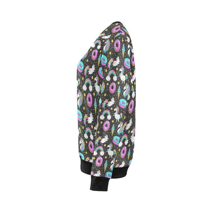 Donut Unicorn Pattern Print Design DN09 Women Long Sleeve Sweatshirt-JorJune