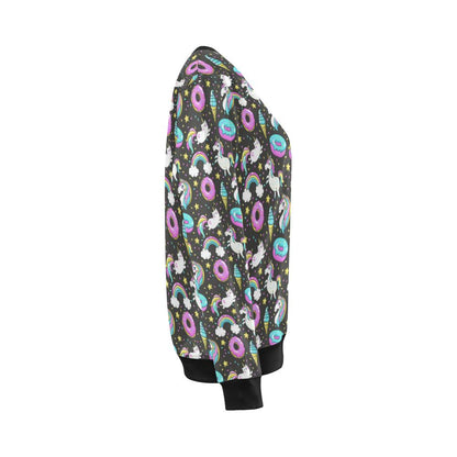 Donut Unicorn Pattern Print Design DN09 Women Long Sleeve Sweatshirt-JorJune