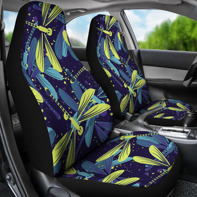 Dragonfly Lime Blue Print Pattern Universal Fit Car Seat Covers