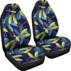 Dragonfly Lime Blue Print Pattern Universal Fit Car Seat Covers