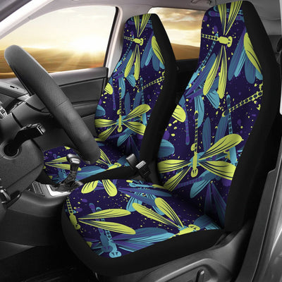 Dragonfly Lime Blue Print Pattern Universal Fit Car Seat Covers